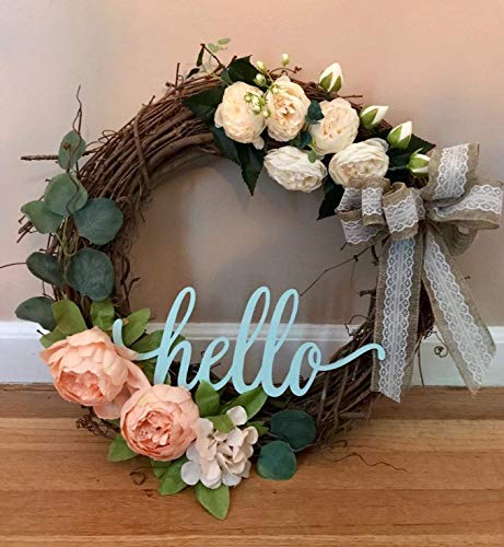 Hello Wood Sign Cutout Hello Wooden Letter Sign Hanging Decorative DIY Block Words Sign Door for Home Shop Hotel 2Pack Samanter