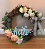 Hello Wood Sign Cutout Hello Wooden Letter Sign Hanging Decorative DIY Block Words Sign Door for Home Shop Hotel 2Pack Samanter