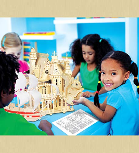 Puzzled 3D Puzzle Pirate Ship Wood Craft Construction Model Kit, Fun Unique & Educational DIY Wooden Toy Assemble Model Unfinished Crafting Hobby Puzzled