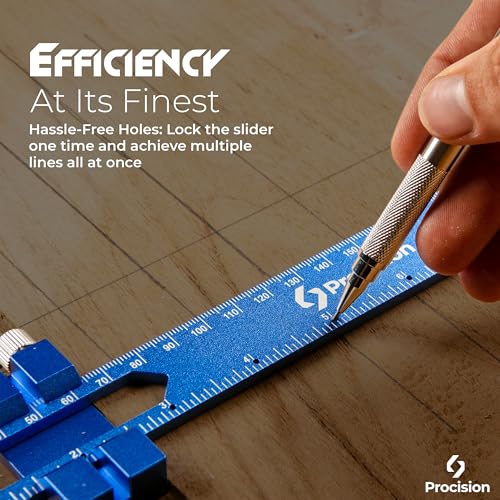 Procision Woodworking Ruler, Set of 3 (12, 8, 6 Inch), Precise Woodworking Pocket Ruler with Extra Wide 2" Sliding Attachment, Slide Rule T-Type Eleon