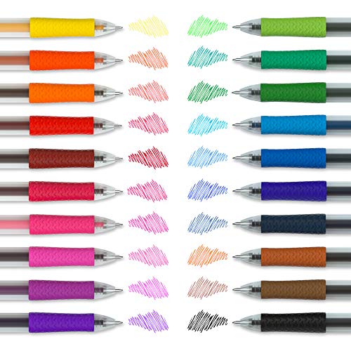 Colored Gel Pens, Lineon 20 Colors Retractable Gel Ink Pens with Grip ...