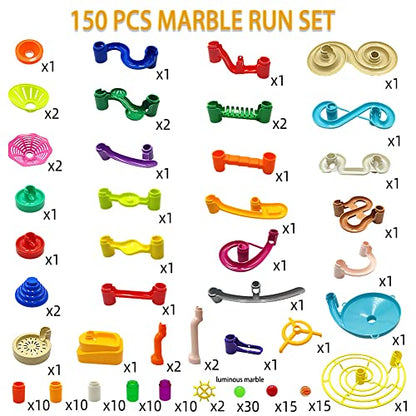 DSHMIXIA Marble Run for Kids Ages 4-8-12 150pcs Sturdy Building Toys Kids Games Marbles Run Track Amazing Fun Boys Girls Gifts (Standard) - WoodArtSupply