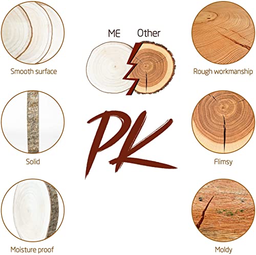 OBTANIM 5 Pcs Natural Wood Slices 4.7-5.5 Inch Large Unfinished Round Wooden Circles with Tree Bark for Table Centerpieces DIY Painting Crafts OBTANIM