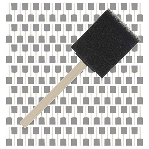 U.S. Art Supply 2 inch Foam Sponge Wood Handle Paint Brush Set (Full Case of 480 Brushes) - Lightweight, Durable and Great for Acrylics, Stains,
