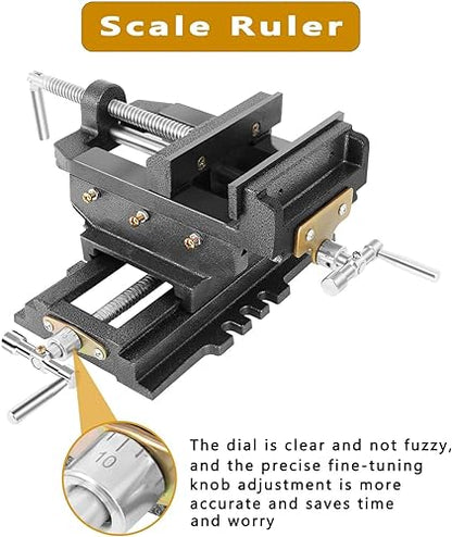 𝟑" Cross Slide Vise Drill Press Milling Vises, 3 in Jaw Width, 2.6 in Max Jaw Opening, 𝐗-𝐘 Compound Bench Mount Clamp Machine Vice Holder Clamping - WoodArtSupply