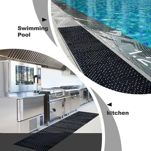 MYOYAY 83"x 36" Commercial Anti-Fatigue Drainage Rubber Mat Roll Non-Slip Rubber Drainage Mat Heavy Duty Commercial Restaurant Bar Rubber Floor Mat