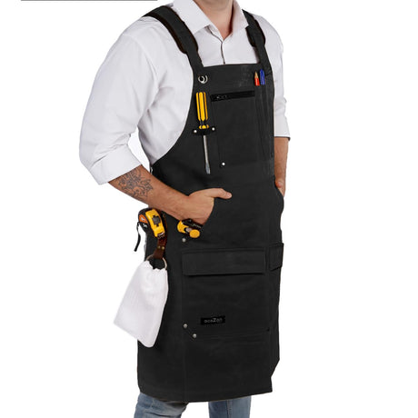 ecoZen Lifestyle Work Aprons for Men for Shop - Carpenter Apron and Shop Aprons for Men for Woodworking, Heavy Duty Waxed Canvas Workshop Tool Apron, ecoZen Lifestyle