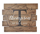 Personalized Printed Wood Family Name Sign With Rustic Pallet Monogram 15x18 MRC Wood Products