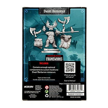 D&D Frameworks: Dwarf Barbarian Female - Unpainted and Unassembled - WoodArtSupply