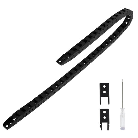 LMioEtool R18 7mm x 7mm(Inner H x Inner W) Black Plastic Cable Wire Carrier Drag Chain 1M Length for CNC, with End Connectors - Bridge Type LMioEtool