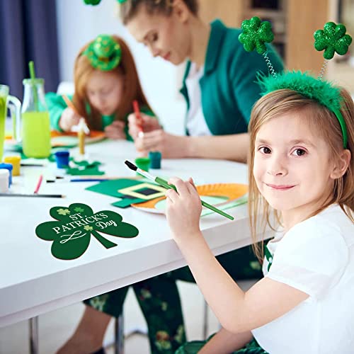 Large Size 7" Wooden Shamrock St. Patrick's Day Ornaments to Paint,Shamrocks Wooden DIY Blank Unfinished Round Wood Discs Ornament for Crafts Hanging Sophena