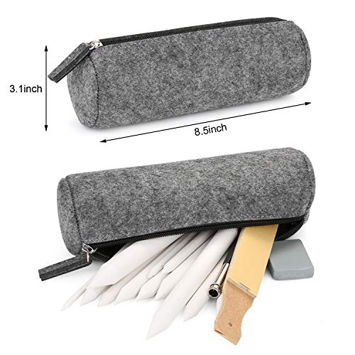AGPTEK 22 PCS Sketch Drawing Tools, 16 Blending Stumps Set with 2 Sandpaper Pencil Sharpeners, 1 Pencil Extension Tool, 2 Erasers & 1 Felt Bag for AGPTEK