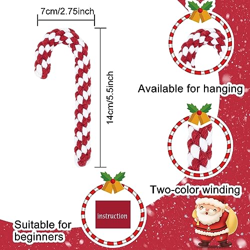 FREEBLOSS 6 Set DIY Macrame Christmas Candy Cane Macrame Christmas Ornaments Macrame Kit with Instructions for Beginners Macrame Hanging for - WoodArtSupply