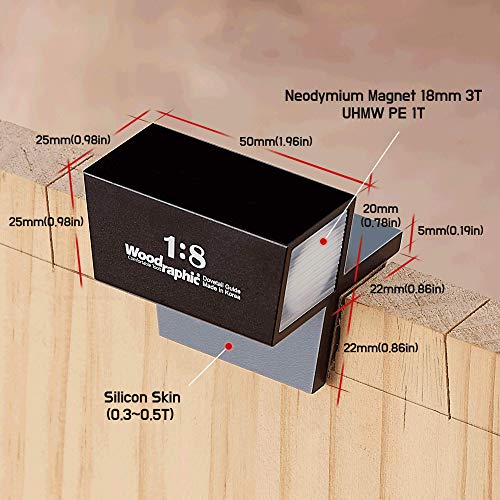 Woodraphic All New Dovetail Hand Magnetic Saw Guide Jig Marker Marking Gauge Cut Wood Joints - Aluminium/Uhmwpe/Magnet/Slicone Skin/Upgraded Version - WoodArtSupply