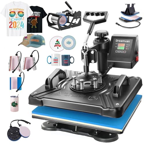 AKEYDIY Heat Press Machine 8 in 1 Professional Heat Press Machines 15" Swing Away Shirt Printing Sublimation Transfer Machine Digital Heat Press - WoodArtSupply