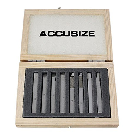 Accusize Industrial Tools 1/4'' 8 Pc H.S.S. Tool Bit Set, Pre-Ground for Turning and Facing Work, 2662-2001 Accusize Industrial Tools