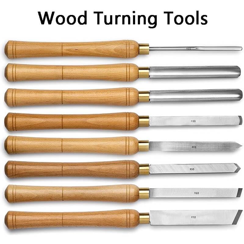 Wood Turning Tools HSS Wood Carving Tools High Speed Steel Gouge Set Woodworking Lathe Chisel Set Lathe Chisel kit with HSS Blade Hardwood Handles
