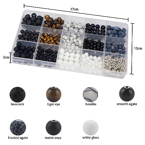 Stone Beads for Jewelry Making, Charm Bracelet Making Kit 450Pcs Beads for Bracelets Making Kit DIY Magnetic Bracelets for Couples Lovers Mchruie