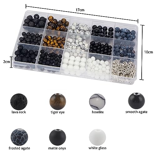 Stone Beads for Jewelry Making, Charm Bracelet Making Kit 450Pcs Beads for Bracelets Making Kit DIY Magnetic Bracelets for Couples Lovers