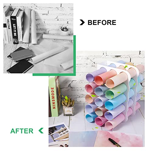 15-Holes Vinyl Storage Rack Acrylic Storage Organizer Multiple Large Holes Display Stand for Vinyl Rolls and More (12 Inch x 7.8 Inch, Aperture 2 Outus