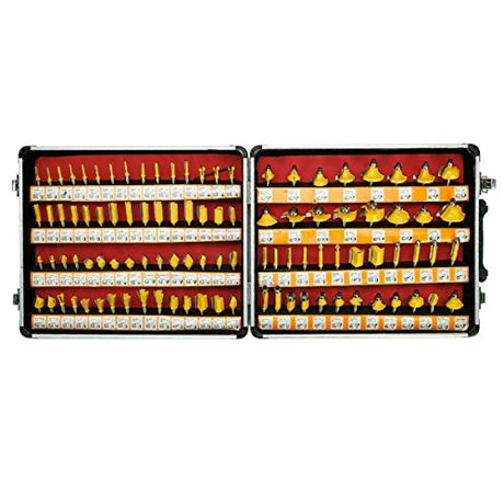 8milelake 100 pcs 1/4inches Shank Router Bit Set Tungsten Carbide Tips Woodworking Kit, Dovetails, Slot Cutters & Straight Router 8MILELAKE