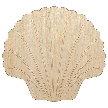 Scallop Seashell Beach Shell Unfinished Wood Shape Piece Cutout for DIY Craft Projects - 1/4 Inch Thick - 4.70 Inch Size Sniggle Sloth