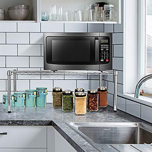 YSSOA Heavy Duty 1-Shelf Shelving, Adjustable Storage Units, Steel Organizer Wire Rack, 30" W x 14" D x 15" H, Chrome,2-Pack YSSOA