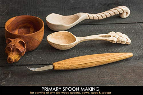 BeaverCraft Hook knife Wood Carving SK4s Long Knives Spoon Carving Tools 2.4'' Long handle 7.8'' Spoon Knife Wood Carving Tools Bowl Kuksa Carving BeaverCraft
