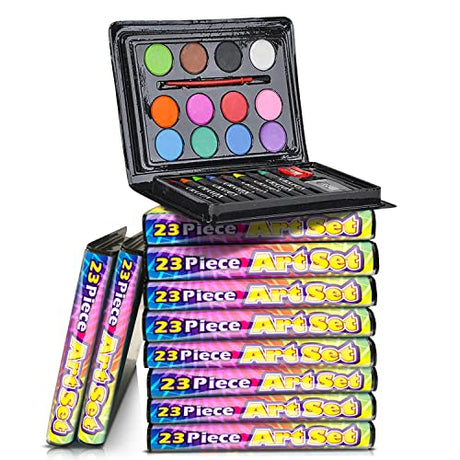 ArtCreativity Mini Art Sets for Kids - Pack of 12-23-Piece Kits with Watercolors, Crayons, Paint Brush and More - Fun Art Supplies, Party Favors for ArtCreativity