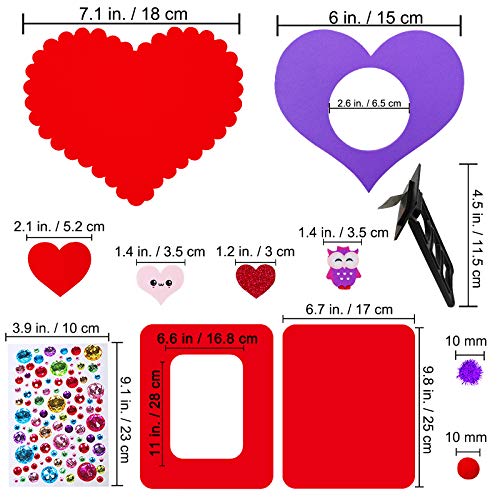 Winlyn 12 Sets Valentine's Day Craft Kits DIY Foam Valentine Picture Photo Frames Art Sets Foam Frames Tree of Hearts Smile Face Hearts Owl Hearts Winlyn