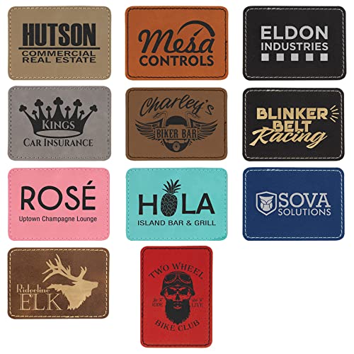 Rectangle Laserable Leatherette Patch with Adhesive, Blank Hat Patches, Glowforge Laser Supplies, Faux Leather, 10 Pack, Rawhide AMERICAN PERSONALIZED