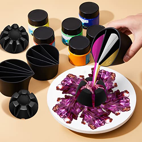 Baderke 6 Pieces Split Cups for Paint Pouring Supplies Silicone Split Cups Acrylic Paint Mixing Cups 3/4/5 Channels Dividers Paint Pouring Supplies Baderke