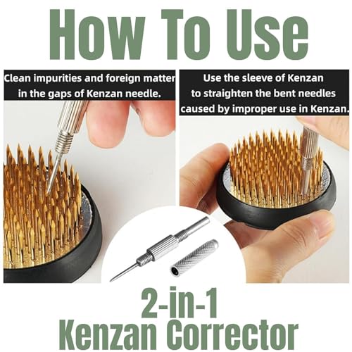 Eggone Japanese Ikebana Kit Floral Frog Flower Container with Kenzan Needle Straightening Tool - 1.57inch Black Flower Frog, 6.7inch Bowl Vase Eggone