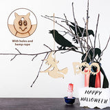Ciieeo 50Pcs Halloween Wood Chips Ghost Wood Chips Unfinished Wooden Cutouts Unfinished Wood Slices Wooden Gift Tags Wood Jack o Lantern Cutouts Ciieeo