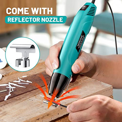 SEEKONE Handheld Heat Gun, 662℉ Portable Mini Hot Air Gun with 4.9Ft Long Cable, Overload Protection and Fast Heating Reflector Nozzle for DIY, Craft Embossing, Shrink Wrapping, Electronics