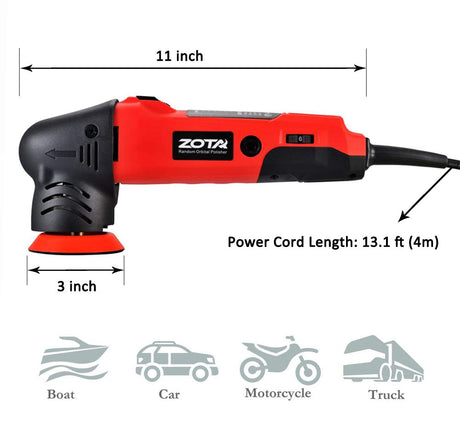 ZOTA Oribtal Polisher, 3 inch Dual Action Polisher with 13.1 feet Cord, Mini Polisher Kit and Polisher for Car Detailing. ZOTA