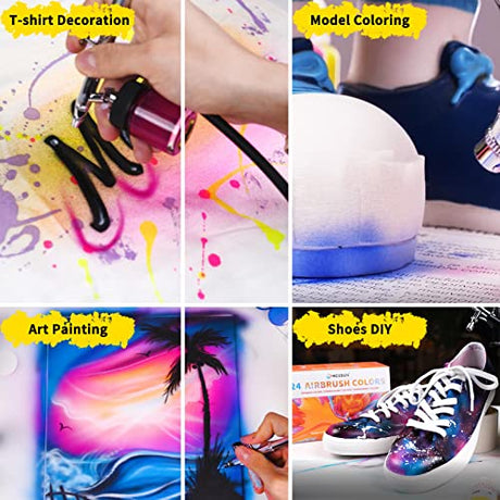 MEEDEN Airbrush Paint Set, 60 Colors/30ml Airbrush Paints Contain Metallic and Neon Paints, Ready to Spray, Water Based, for Wood, Models, Leather MEEDEN