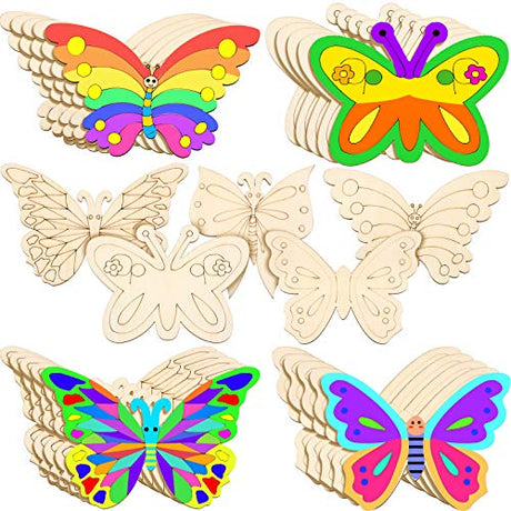 25 Pieces Wooden Butterfly Crafts Unfinished Wooden Butterfly Blank Butterfly Wooden Paint Crafts for Kids Painting, DIY Craft, Tags and Home Jetec