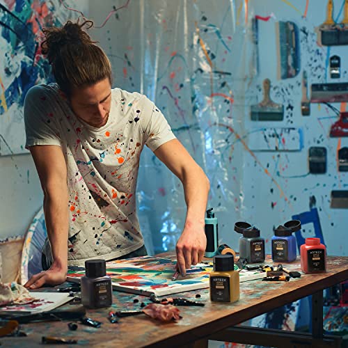 ARTEZA Acrylic Paint, A609 Phthalo Green, 16.9 fl oz, 500ml Jar, Opaque, Quick-Drying, Acrylic Paints for Painting on Canvas, Paper, Wood ARTEZA