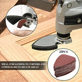 Oscillating Tool Detail Sanding Pads Kit, 2Pcs Triangle Sanding Pads and 2Pcs Finger Sanding Pad, 50Pcs Sandpaper, for Wood/Plaster Other Surfaces gulrear