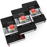 Arteza Small Sketch Book 3-Pack, 5.1x8.3 inch Sketch Pads, 100 Pages per Drawing Book, 118lb 175gsm, Hardcover Drawing Pad, Bookmark Ribbon, ARTEZA