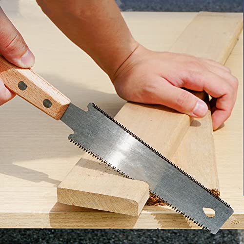 Small Pull Hand Saw with Double Edge Blade Cutting, 6-inch Blade Japanese Ryoba Handsaw for Woodworking, PVC Pipe Cutting, DIY Project
