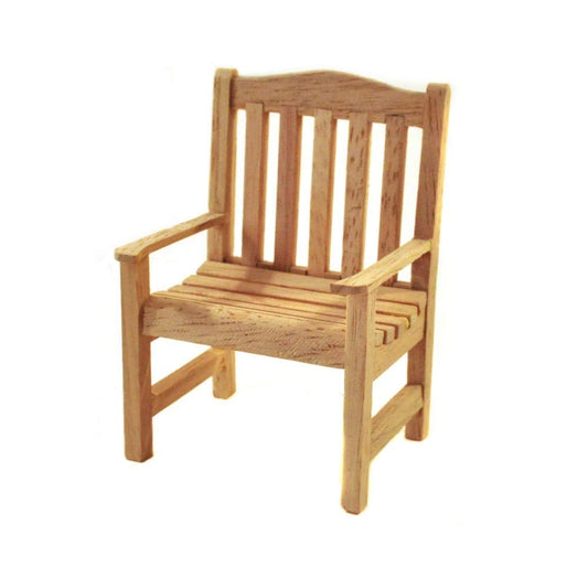 Melody Jane Dollhouse Bare Wood Garden Chair Miniature Wooden Unfinished Patio Furniture