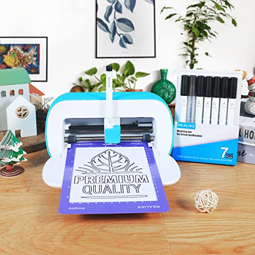 REALIKE Black Pens Set for Cricut Joy, 7 Pack Variety Pens Include Fine Point Pen,Glitter Gel, Marker, Calligraphy Writing Drawing Pens Compatible REALIKE