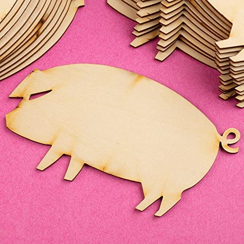 Factory Direct Craft Pack of 24 Unfinished Wooden Pig Cutouts - Wooden Farm Animal Shapes for DIY Craft Activities and Decorating Factory Direct Craft