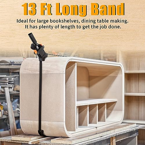 Feekoon 1 Pack Strap Clamps for Woodworking, Quick Release Band Clamps with 4 Corner Claws, Thick and Sturdy Belt Clamps, Adjustable Picture Frame Feekoon