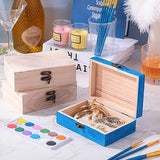 Barydat 24 Pcs 6 x 4 x 2 Unfinished Wood Box with 10 Paintbrushes Wood Treasure Chest Mini Wooden Boxes for Crafts Wooden Storage Box with Hinged Lid Barydat