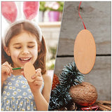 COHEALI 50pcs Wood Round Cutouts Unfinished Oval Wood Shapes Pieces Wood Discs Slices Oval Wood Embellishments for DIY Craft Wedding Christmas Decor COHEALI