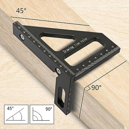 KETIPED Metric 3D Multi-Angle Measuring Ruler,45/90 Degree Aluminum Alloy Woodworking Square Protractor, Miter Triangle Ruler High Precision Layout - WoodArtSupply