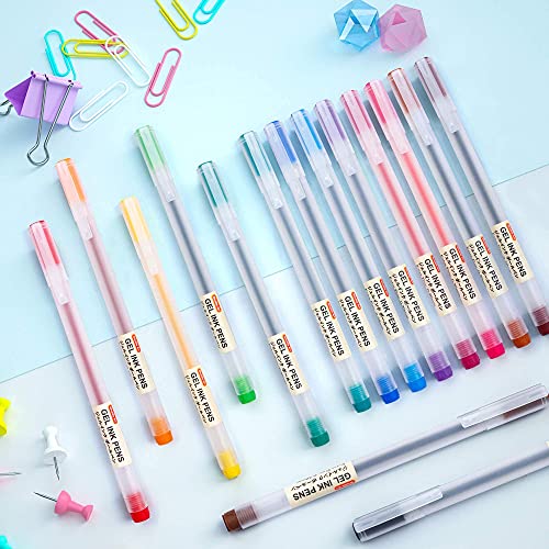 Shuttle Art School & Work Supplies Bundle, 15 Colors Japanese Style Pens + 9 Bright Colors Sticky Notes for Writing Journaling Taking Notes School Shuttle Art